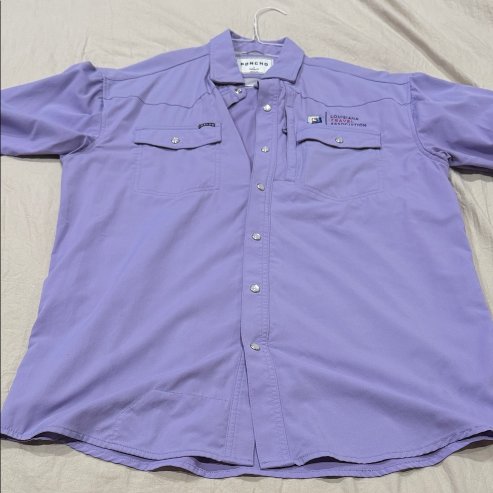 PonchoMen's Purple Casual Button Down Shirt